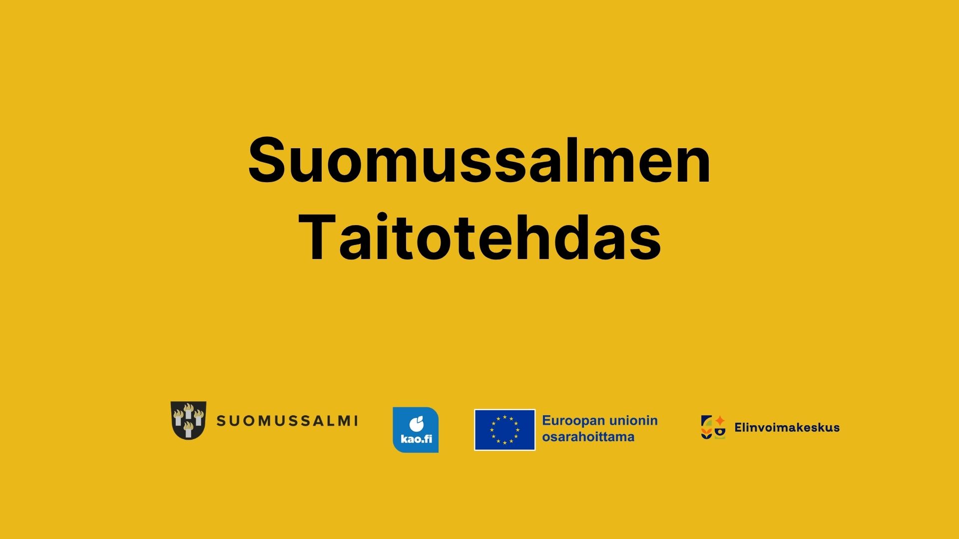 Kuvituskuvassa keltaisella pohjalla Taitotehtaan ja mukana olevien tahojen logot.