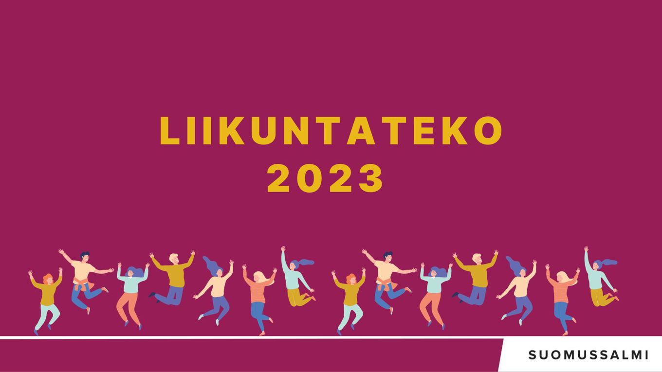 kuvituskuvassa hyppiviä ihmisiä ja teksti liikuntateko 2023