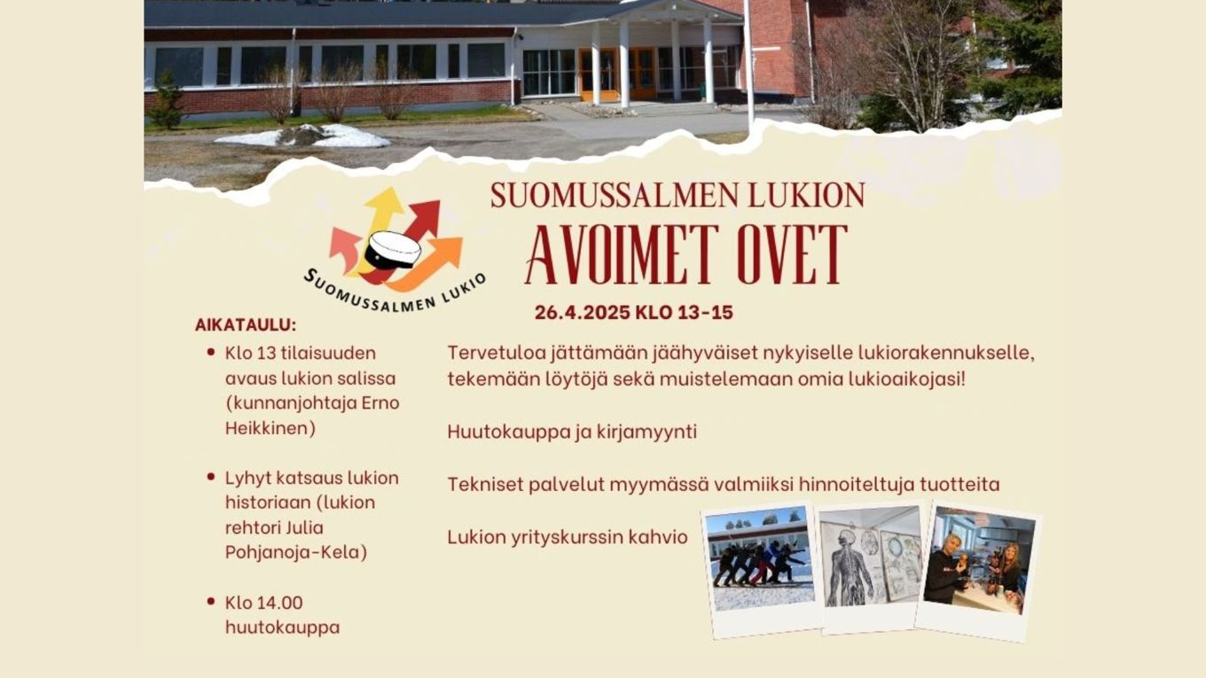 Avoimien ovien mainos. Samat asiat kerrottu uutisessa.